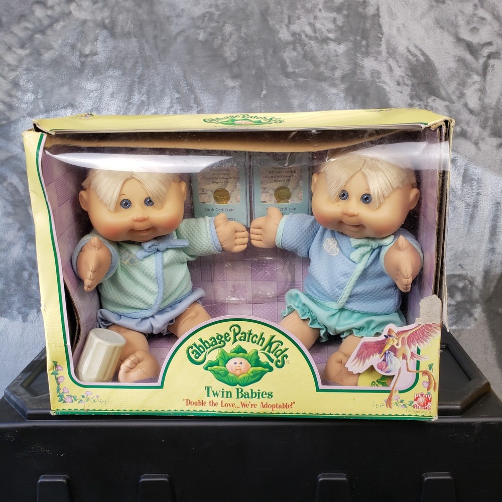 2005 Cabbage Patch Kids Twin Babies Boys Blonde Blue Eyes Double The Love Open B